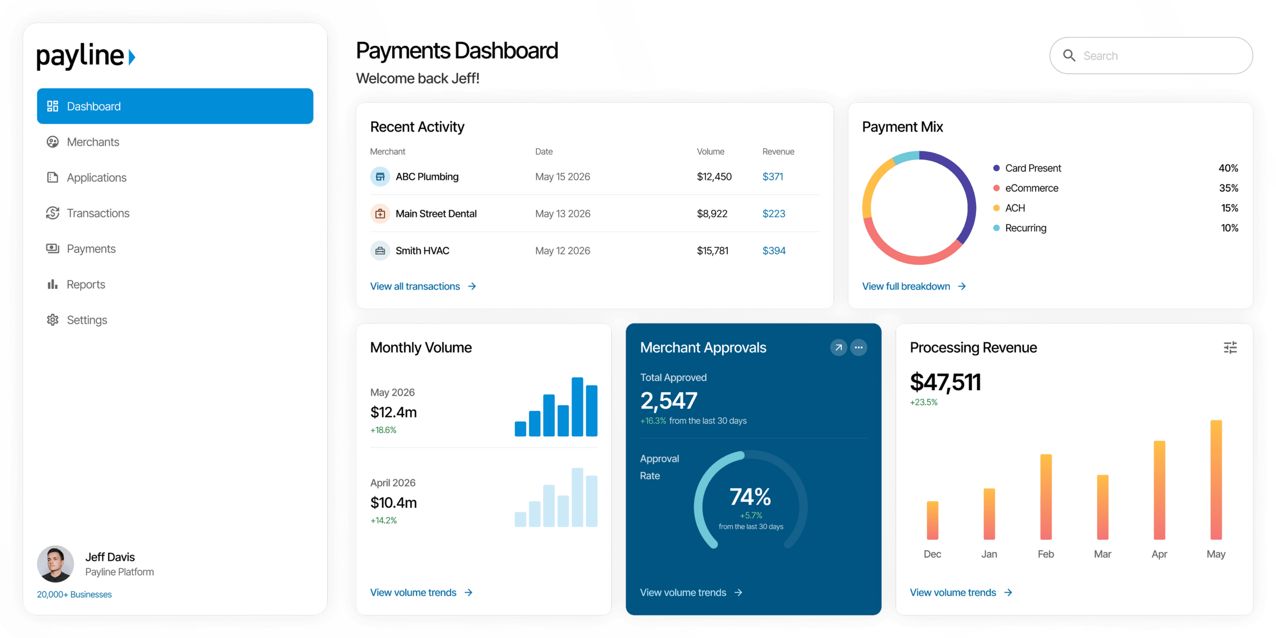Payments dashboard preview